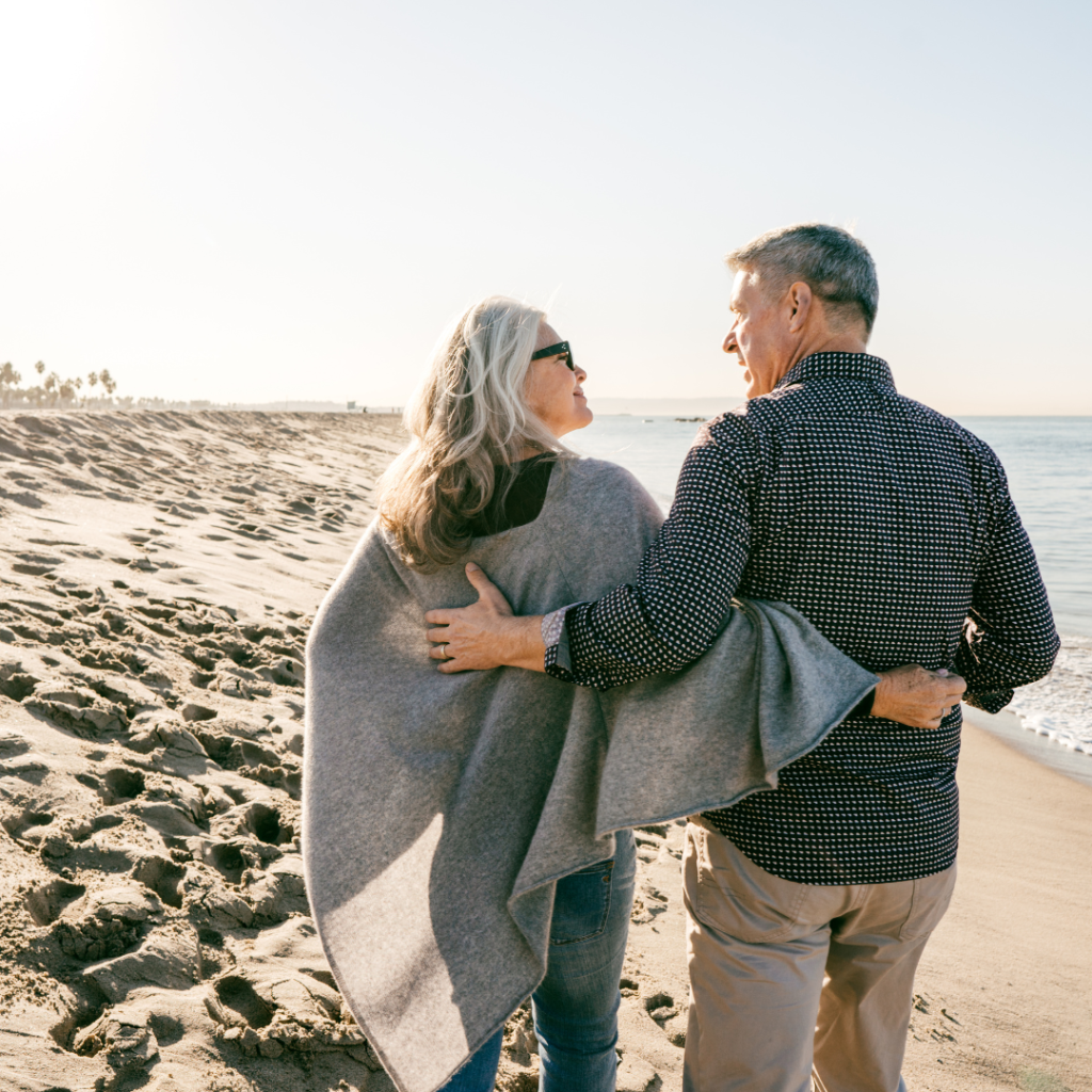 Couple walking on the beach